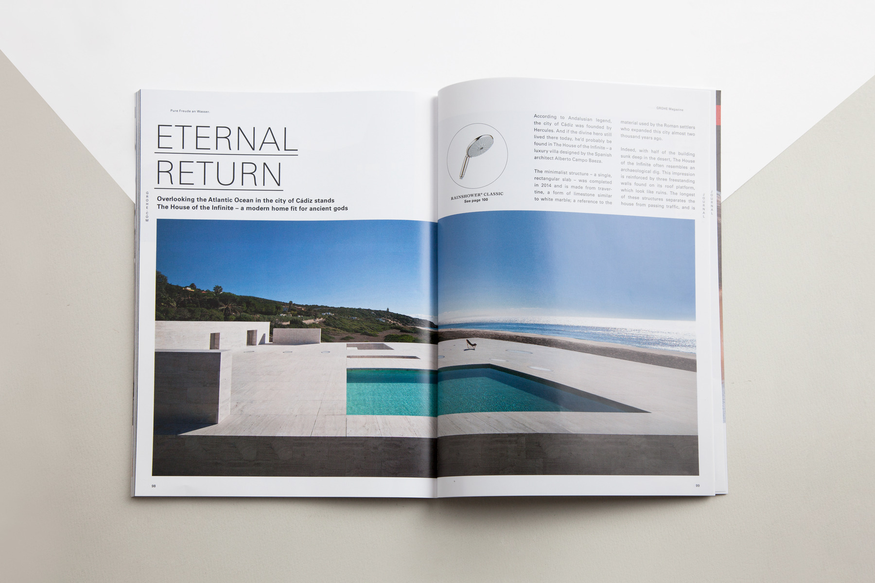 House of the Infinite, Pool mit Blick auf den Atlantik – GROHE Magazine, Art Direction: Faible Creative