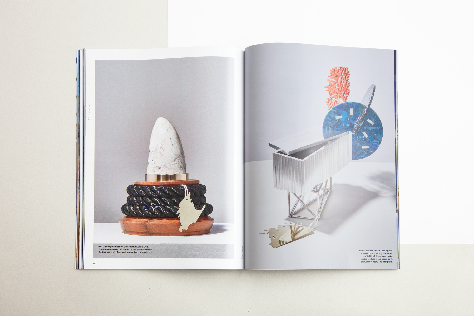 Studio Swine Kunstobjekte aus Ozeanplastik – GROHE Magazine, Art Direction: Faible Creative